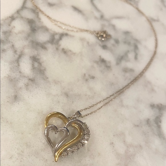 Authentic Diamond Gold & Sterling Silver Necklace - Picture 2 of 4